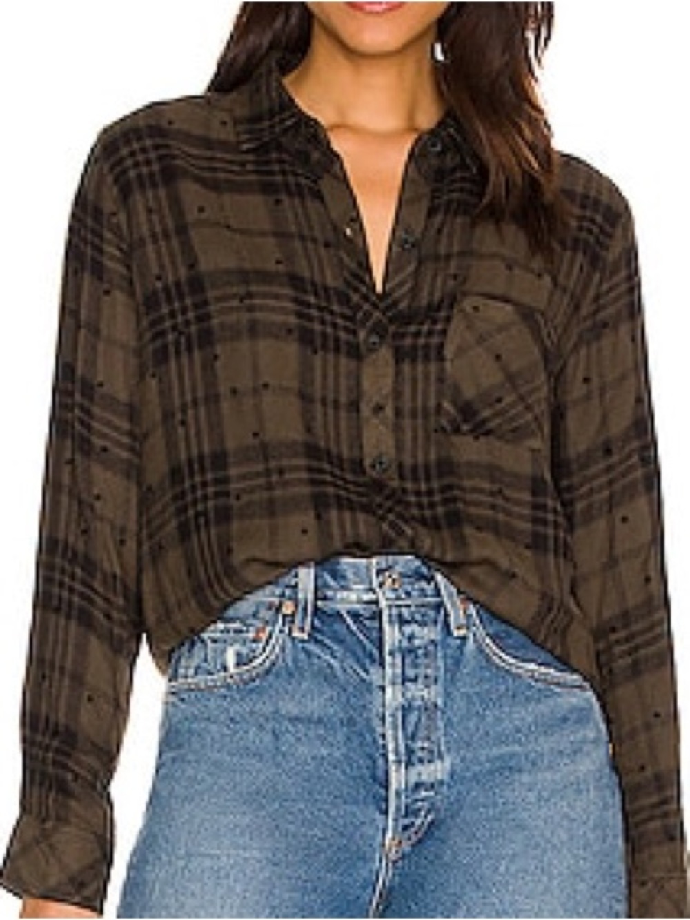 Rails Revolve $188 Hunter Olive Shadow Flocked Stars  MED EUC